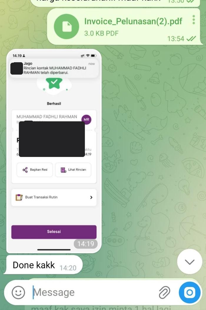 Bukti project klien 1